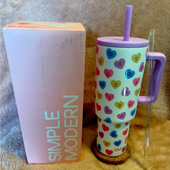 Simple Modern Limited Valentines Day White With Conversation Hearts 40oz Tumbler - Picture 1 of 9